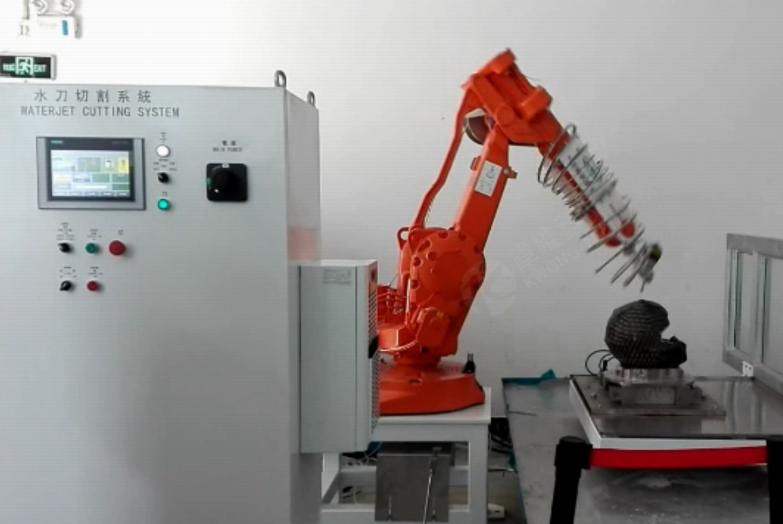 機械手臂水切割,切割異形材料案例視頻